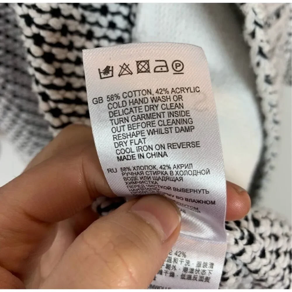 REISS Inesse Oversized Ecru Monochrome Cardigan Open M